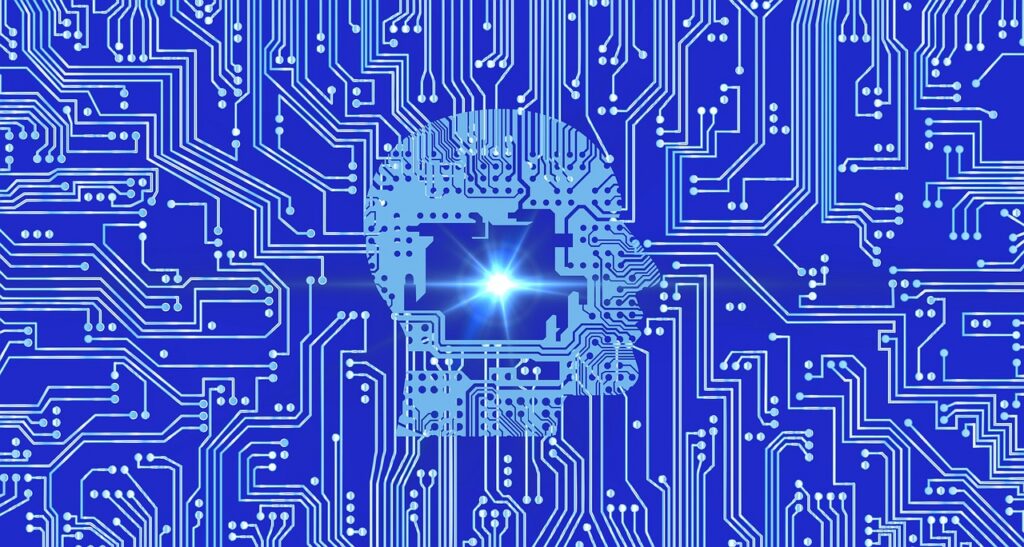 Conceito visual de inteligência artificial aplicada à tecnologia
