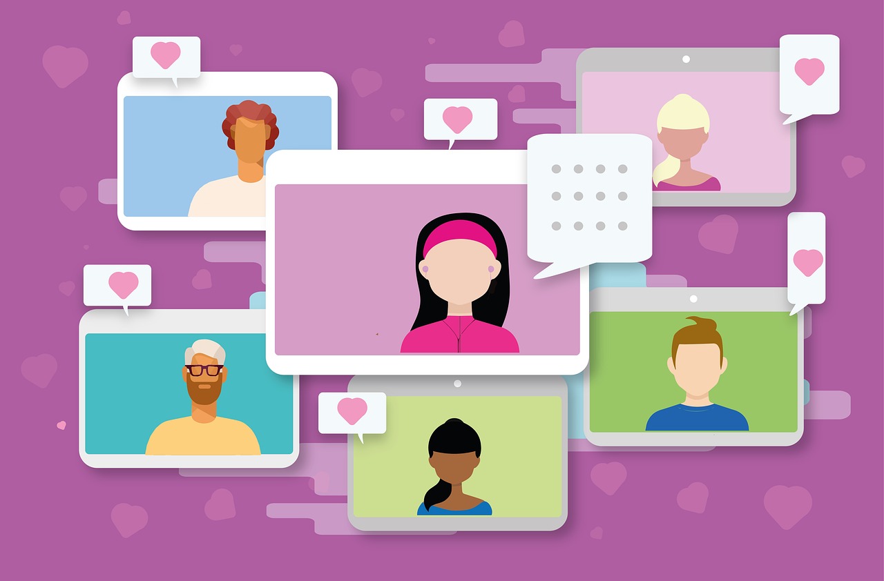Ilustração de influenciador digital e redes sociais